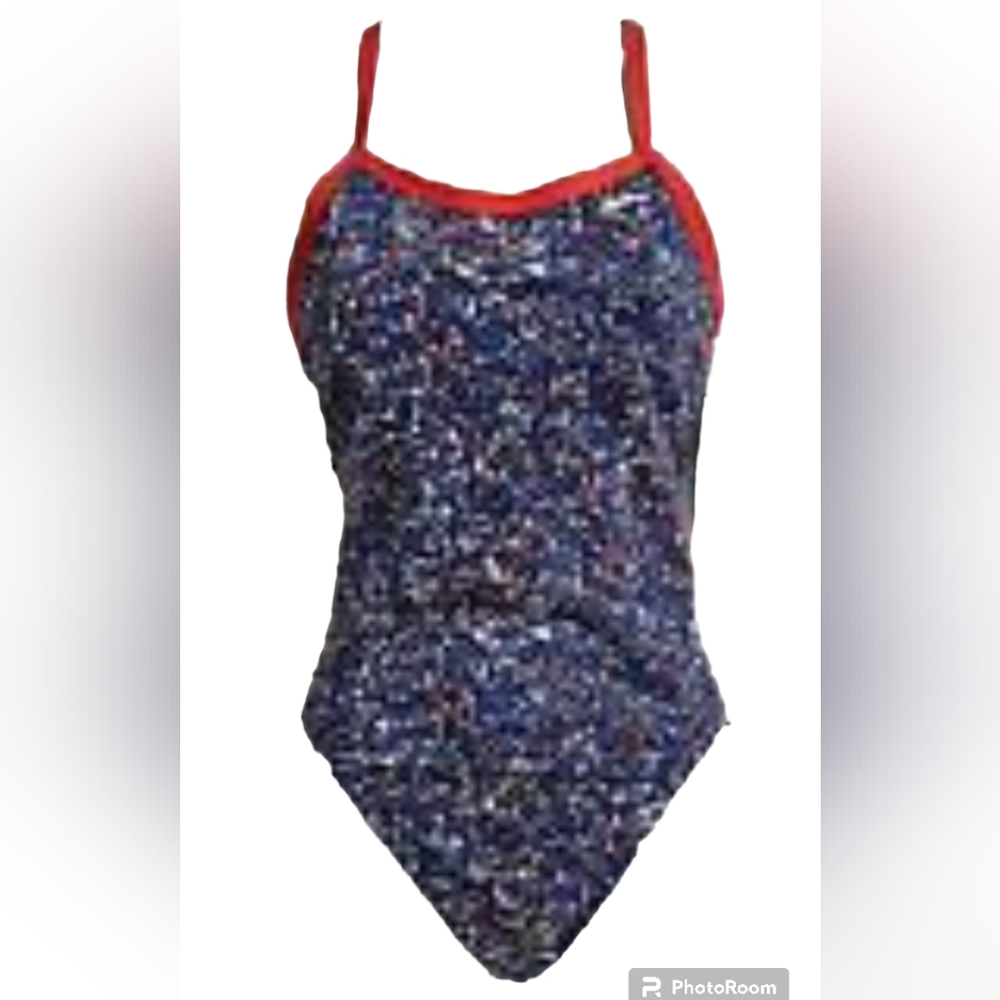 Nike Women's Hydrastrong Swimsuit Bathing Suit One Piece Blue White Red  Size 8